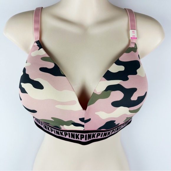 Victoria’s Secret PINK Camo Lightly Lined Wireless Bra NEW - Picture 1 of 5